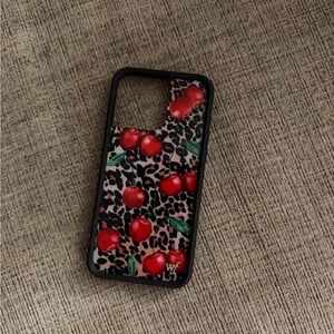 Leopard Print Phone Case with Red Apples